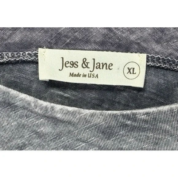 Jess & Jane Tunic Top XL Mineral Washed Gray Giraffe Song Boho Pocket Lagenlook - Picture 3 of 9